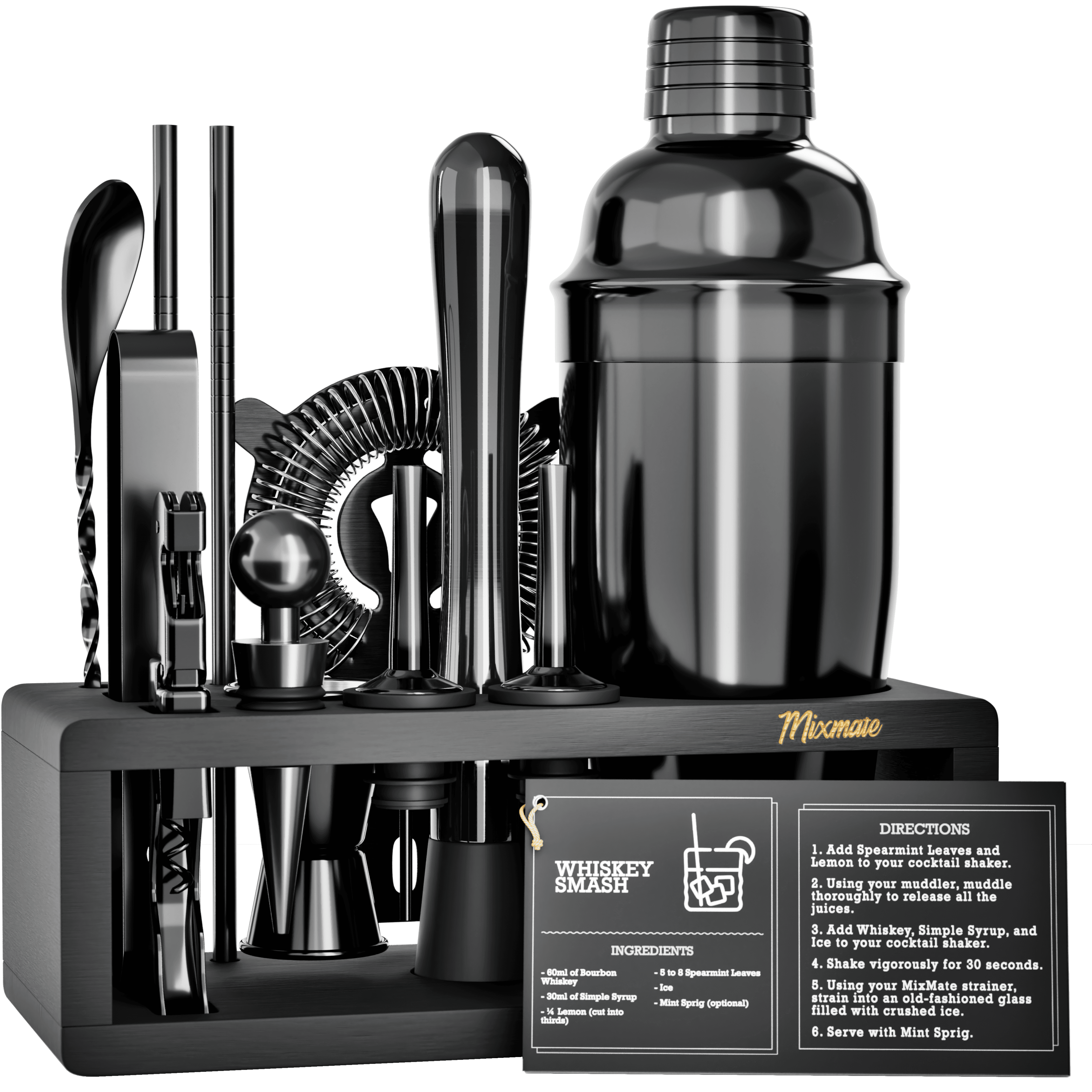 Mixology Bartender Kit with Stand - 15 Piece Bar Tool Set