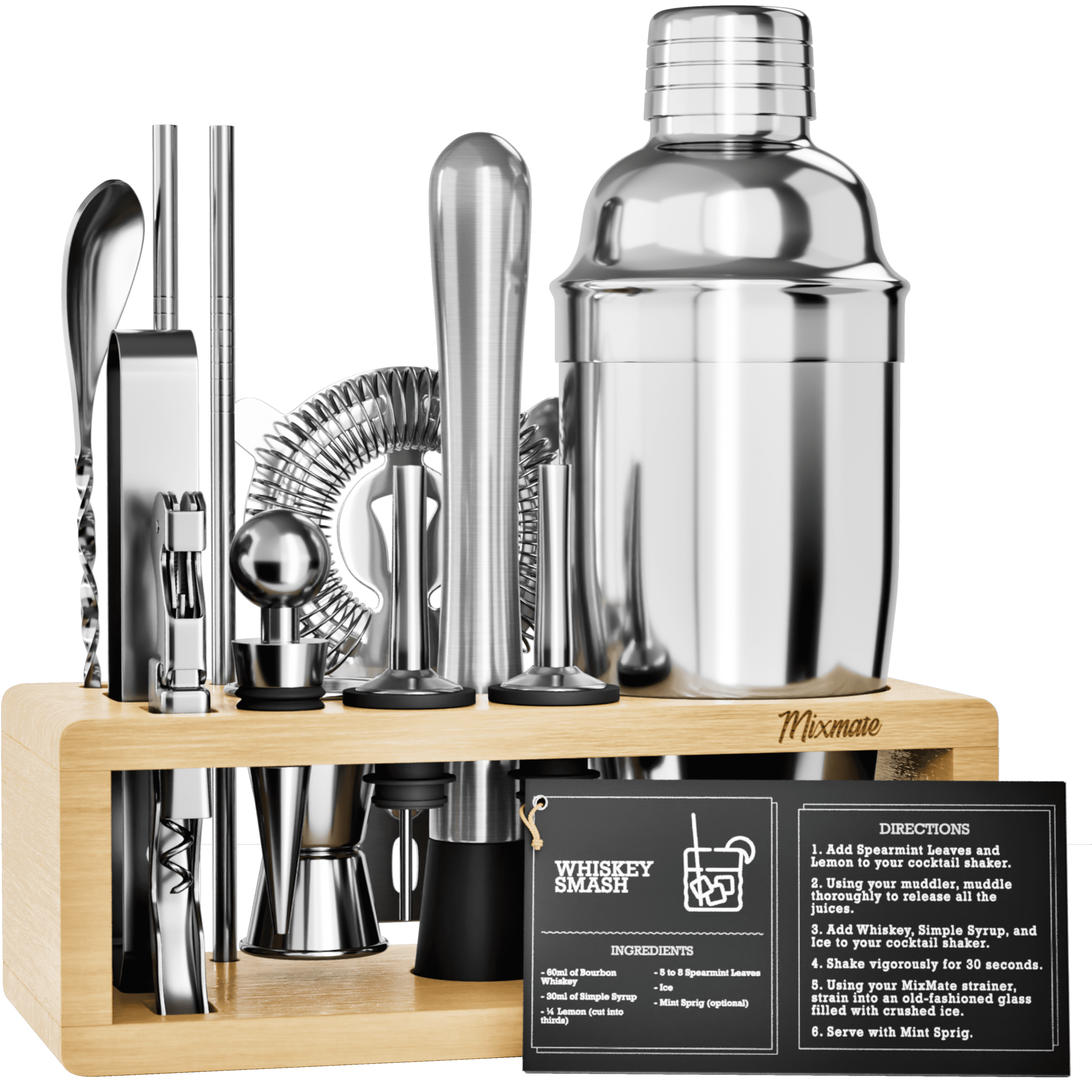 Mixology Bartender Kit with Stand - 15 Piece Bar Tool Set